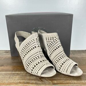 Vince Camuto Derechie Storm Grey Suede Heeled openBooties- Size 8.5
